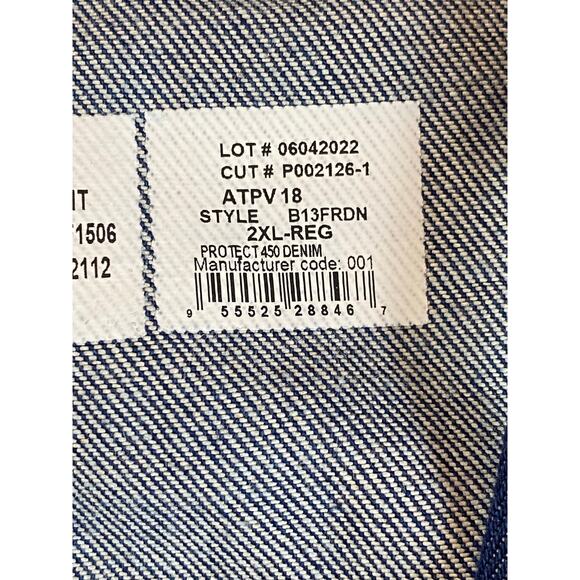 Lapco Mens 2XL Fire-Resistant ATPV 18 Protect 450 Denim B13FRDN Bib-Overalls - Picture 9 of 12